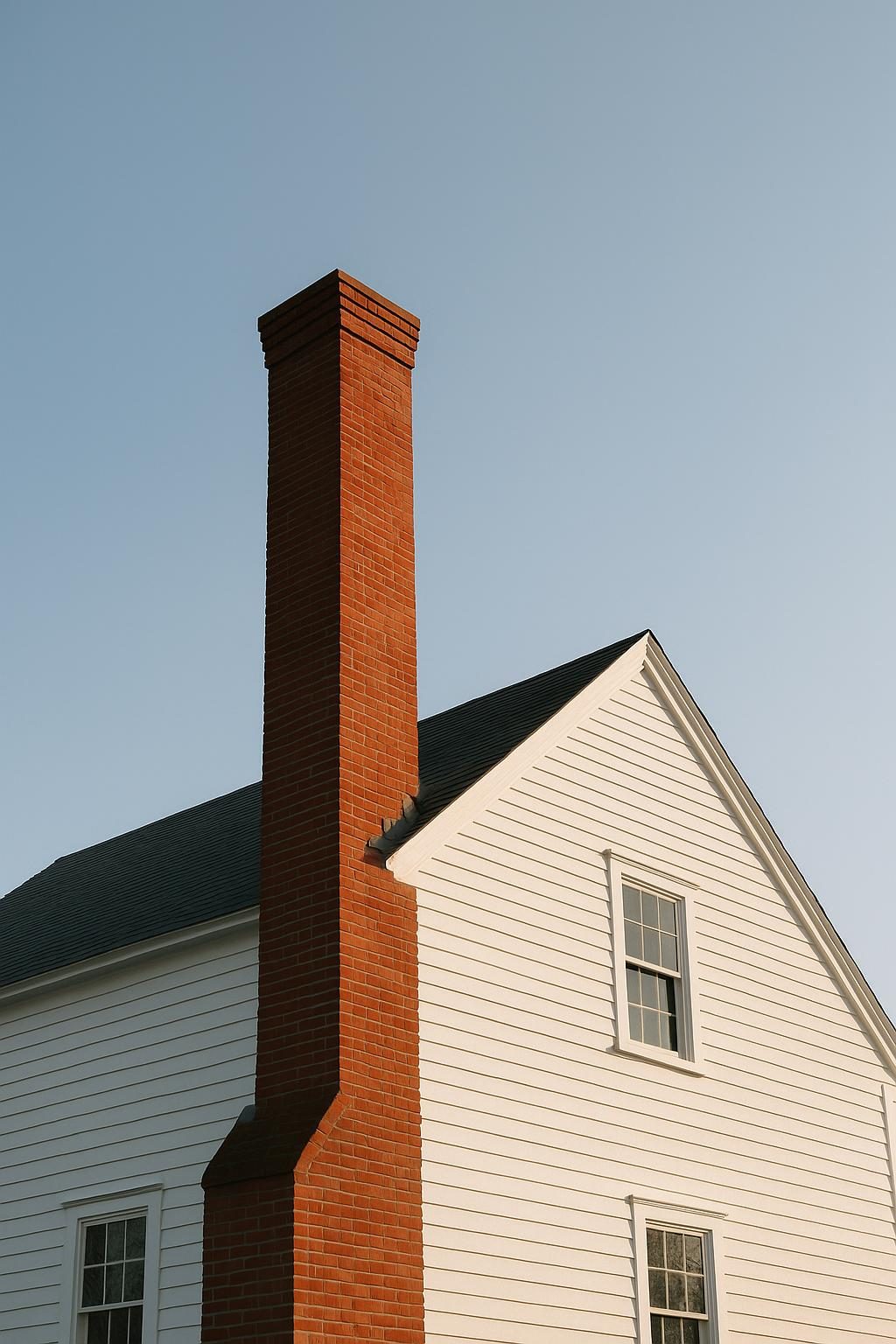 Brick chimney on a colonial house (illustration)